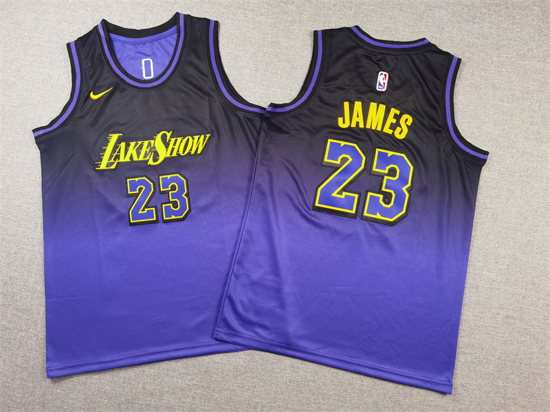 Youth  Los Angeles Lakers #23 James purple 2024 2025 NBA jersey